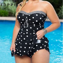 Купальник в горошек 5XL размера плюс, женский слитный купальник, Женский Монокини, сексуальный купальный костюм для женщин, купальник для женщин