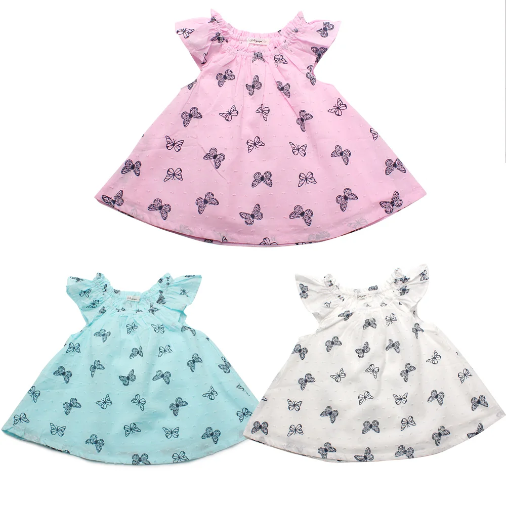 New Kids Dress Cotton Princess Dress Butterfly Print O Neck Dresses For Girls Casual A Line Children Clothes 2017 Girls Clothing (2)