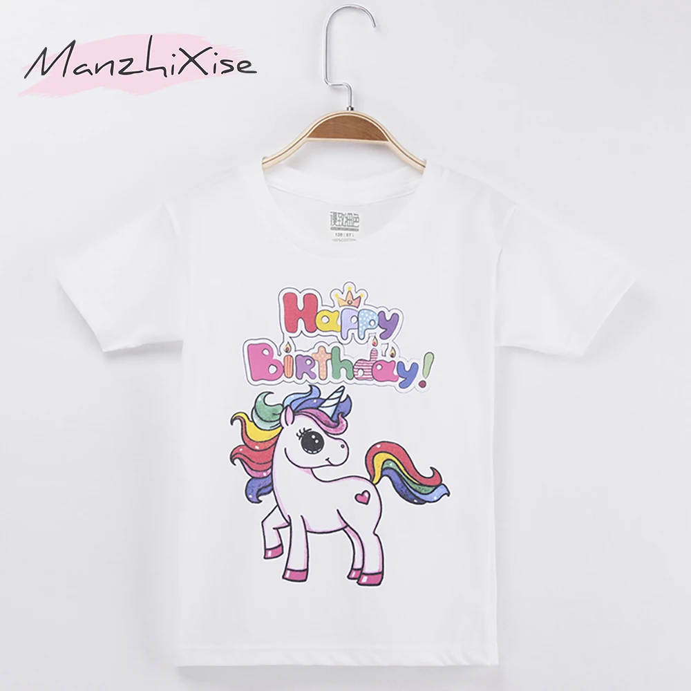 2019 New Goods Kids T shirt For Children Pony Unicorn Birthday 100% Cotton Girls Short T Shirts ...
