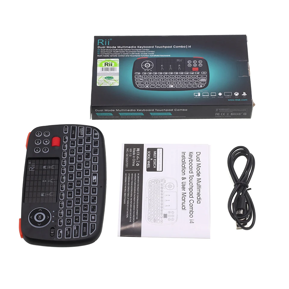 Rii RT726(i4) мини Bluetooth клавиатура русская французская еврейская, испанская 2,4 ГГц воздушная мышь с тачпадом для Android tv Box Mini PC