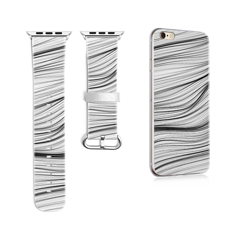 Original Black White Lines Leather Strap for Apple Watch Sport Band 38mm 42mm for Iwatch Strap Series 2 3 for IPhone Case Set apple-bands-series- : image Original Black White Lines Leather Strap for Apple Watch Sport Band 38mm 42mm for Iwatch Strap Series 2 3 for IPhone Case Set apple-bands-series-