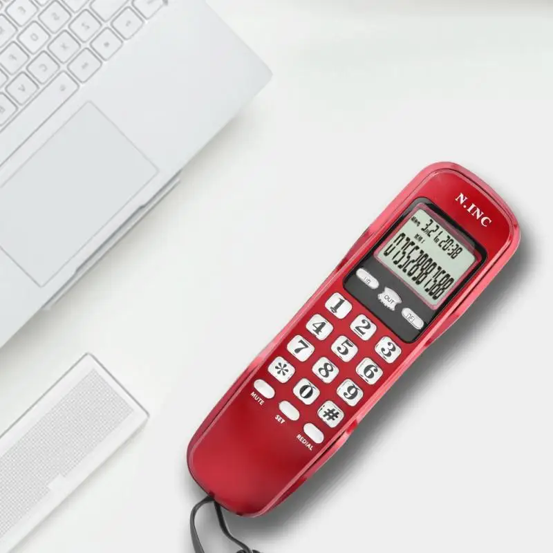 Настенный мини-телефон для дома, офиса, отеля, входящий идентификатор звонящего, ЖК-дисплей, стационарный телефон, беспроводной домашний телефон