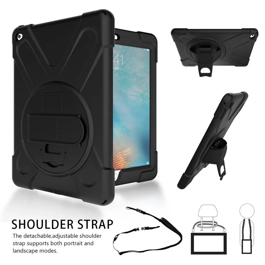 For iPad air 2 Rugged Triple Layer Shock Resistant Drop Proof Defender Case Cover with Kickstand