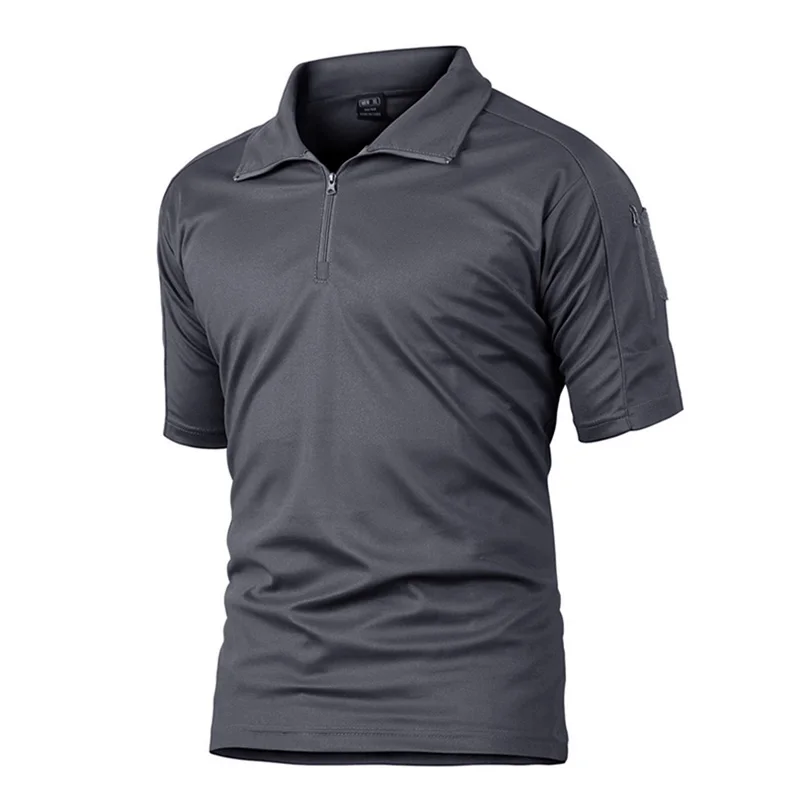 TACVASEN, новинка, брендовая мужская летняя футболка в стиле милитари, Мужская футболка в армейском стиле, быстросохнущая, тактические рубашки, камуфляжная одежда размера плюс - Цвет: Gray
