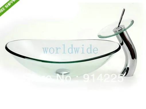 Victory Transparent Tempered Glass Sink With Match Brass Faucet lw p01 /freeshipping | Обустройство дома