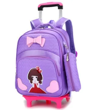 Корейский стиль детский рюкзак для мальчиков милый розовый Detachable2 3 6 Колеса Тележка Школьные сумки для девочек bookbags Mochilas Escolares - Цвет: Two wheels
