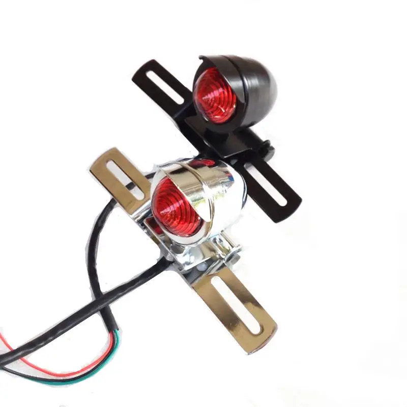 Motorcycle 12V Red Rear Tail Brake Stop Light Lamp License Plate Bracket Cruiser Bobber Old School Chopper Atv |