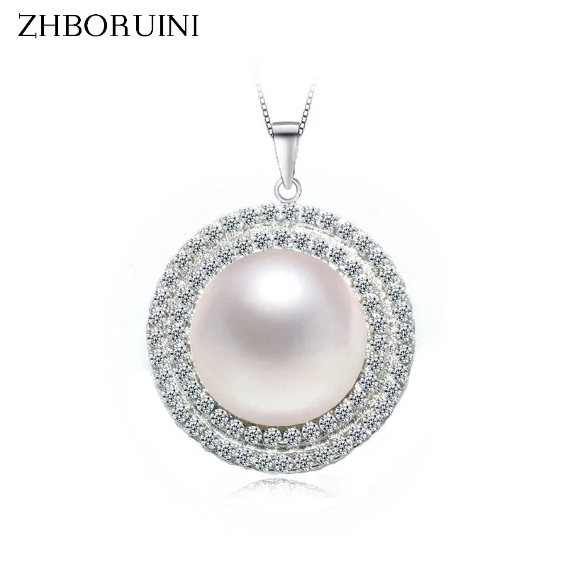 

ZHBORUINI Pearl Necklace Natural Freshwater Pearl Jewelry Pendants Zircon 925 Sterling Silver Jewelry For Women Accessories