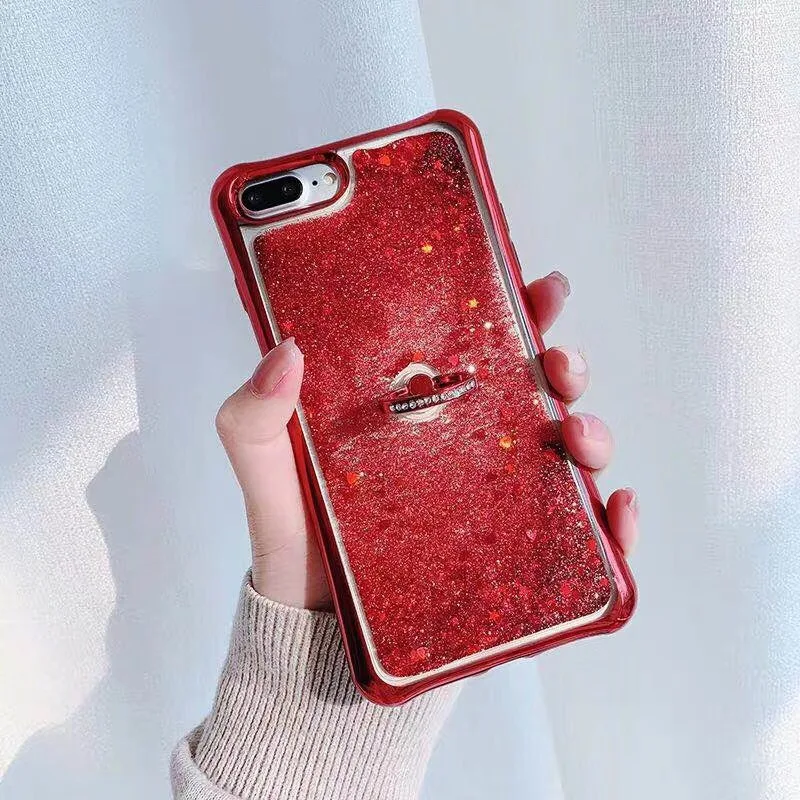 

Easterm 8 Cases Liquid Glitter Cell Phone Case With Ring Holder Cover For iPhone XS MAX XR X 8P 6P 7G 6G