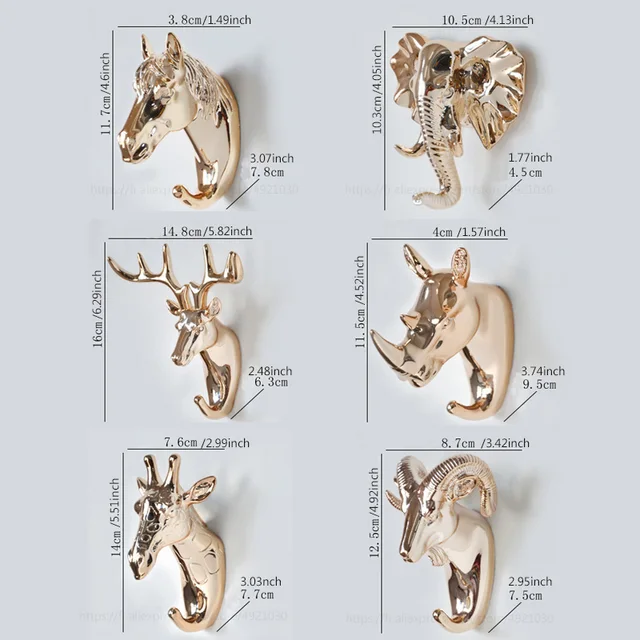 Animal Shaped Hooks Deer Stag Rhino Horse Giraffe Elephant Head Wall Hanger Coat Animal Shaped Hooks Deer Stag Rhino Horse Giraffe Elephant Head Wall Hanger Coat