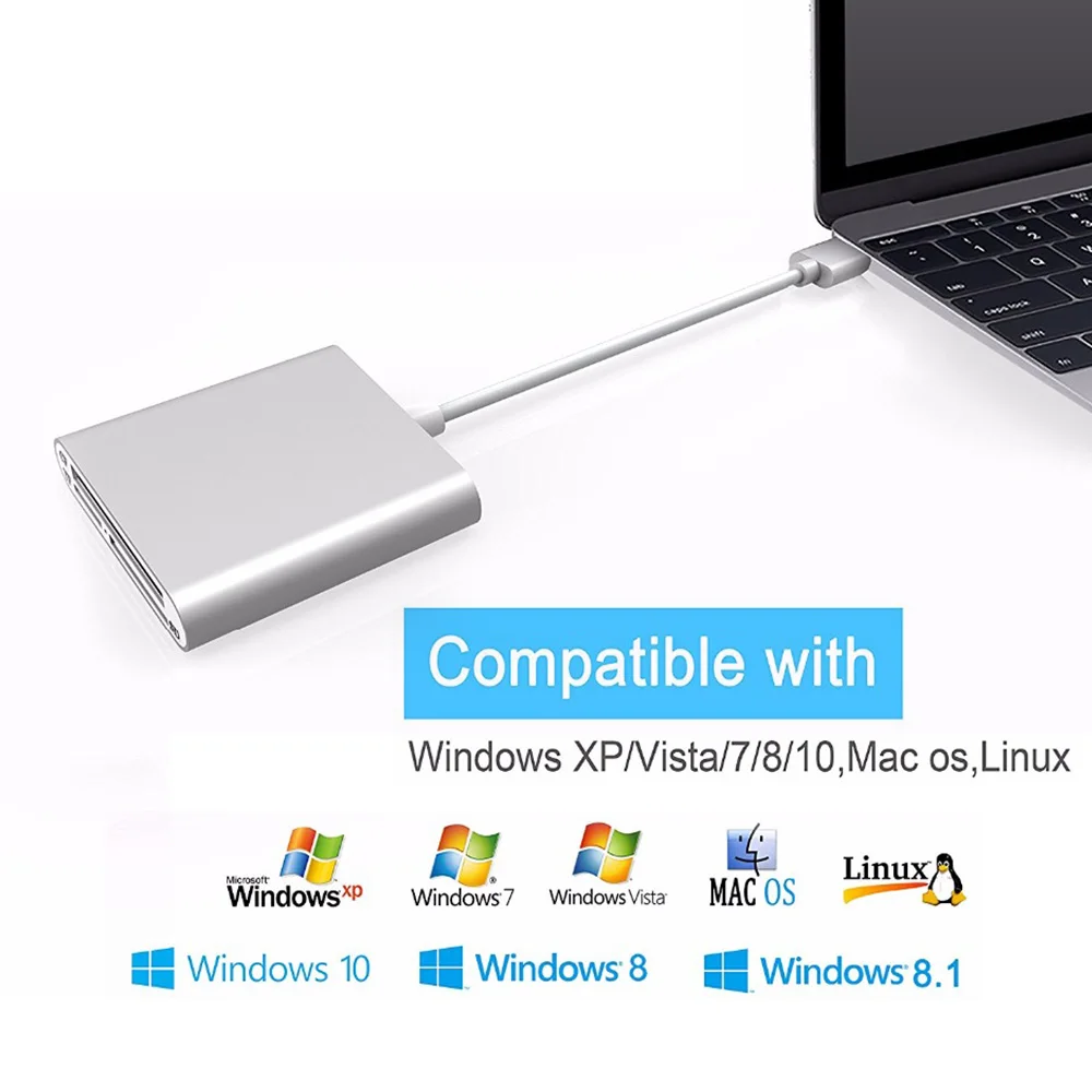 Суперскоростной внешний картридер USB 3 1 Type C для SD TF камеры iPad