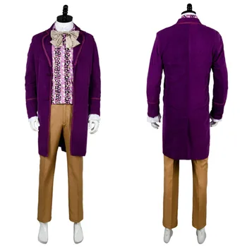 

Willy Wonka and the Chocolate Factory 1971Uniform Purple Coat Jacket Vest Tie Movie Halloween Cosplay Costume For Men Custom