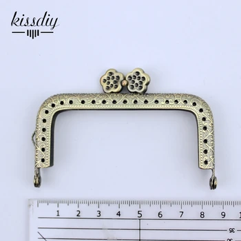 

KISSDIY 10 pcs/lot DIY 8.5 cm antique bronze Plum Square Metal Purse Frame purse clasp Handle for Bag Sewing Craft Tailor Sewer