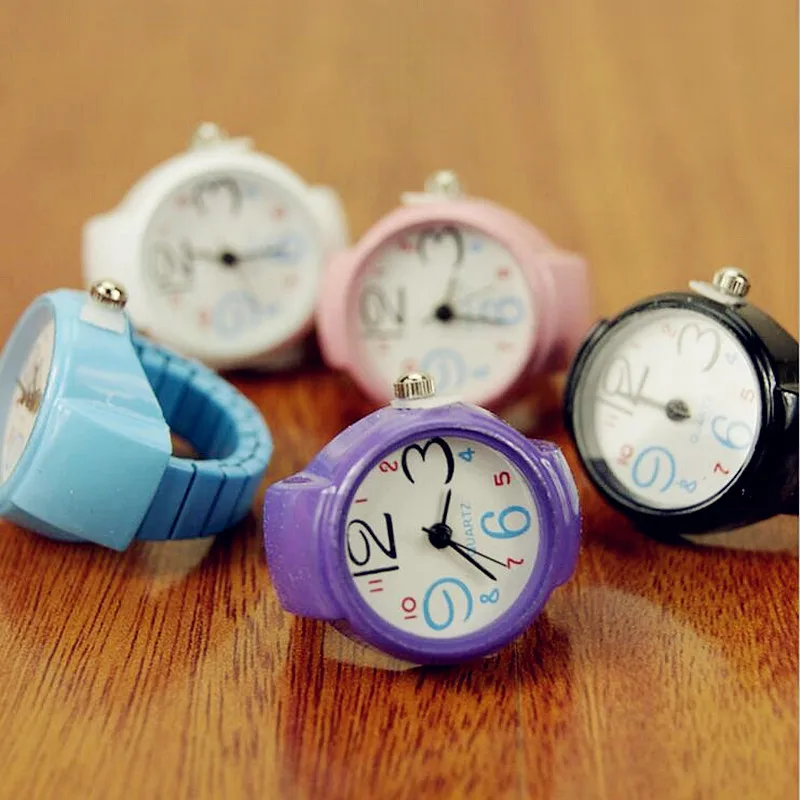 

New Design Candy Color Watch Ring Women Girl Fashion Round Quartz Finger Ring Watch Gifts Cheap Jewelry Wholesale