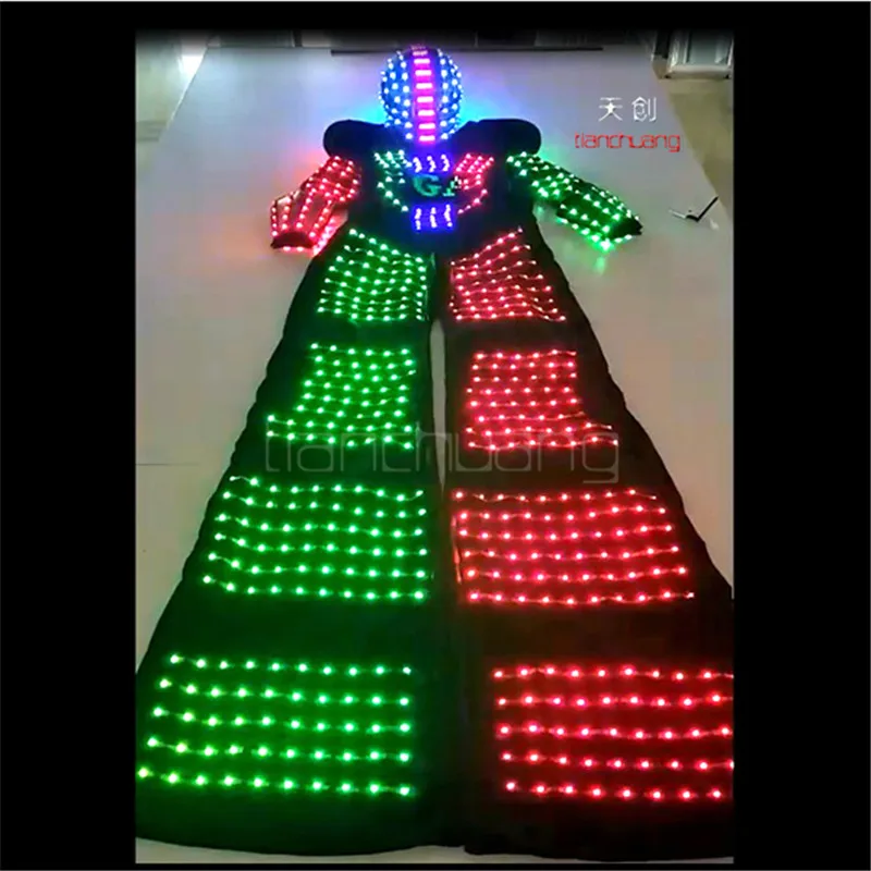 Мужские светодиодные костюмы TC 157 робота RGB для бальных танцев светодиодная