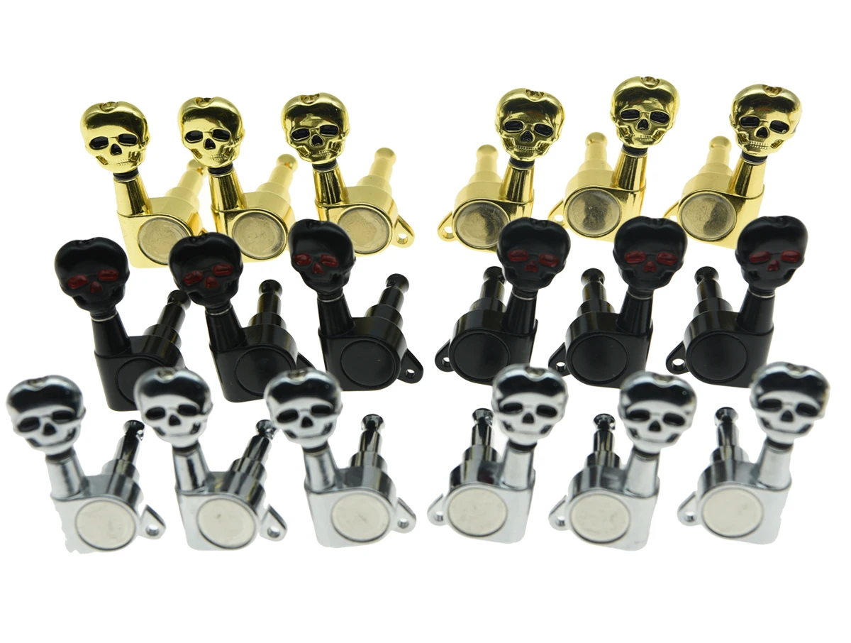 3 Left 3 Right Sealed Skull Button Guitar Tuners 3L3R Tuning Keys Pegs