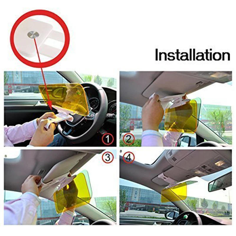 Car Sun Visor 2 in 1 Dazzling Goggle Day Night Vision Sun Anti UV<br /> Block Visor Anti Dazzle Sunshade Driving Mirror Clear View-in Sun <br />Visors from Automobiles