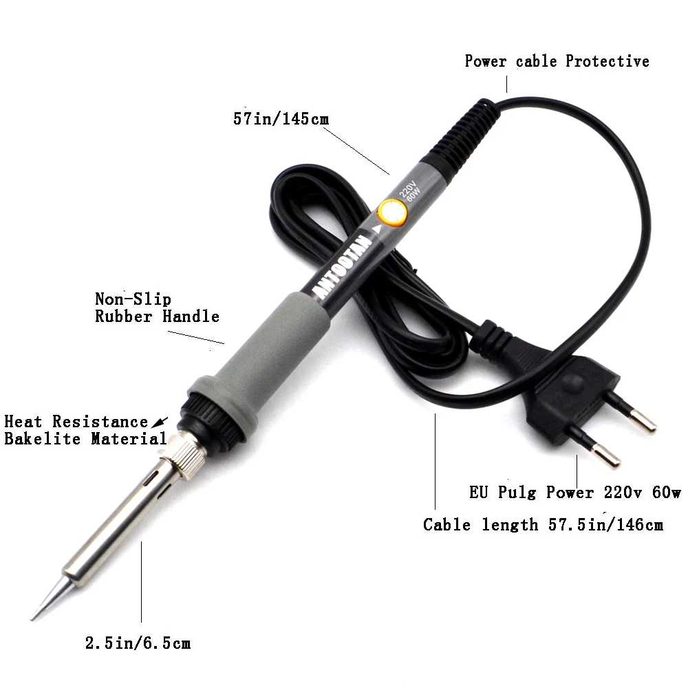 Electrical Soldering Iron Gray EU 220V 60W Adjustable Temperature  Kit Welding Repair Tool Set with Tool Box 21pcs/lot