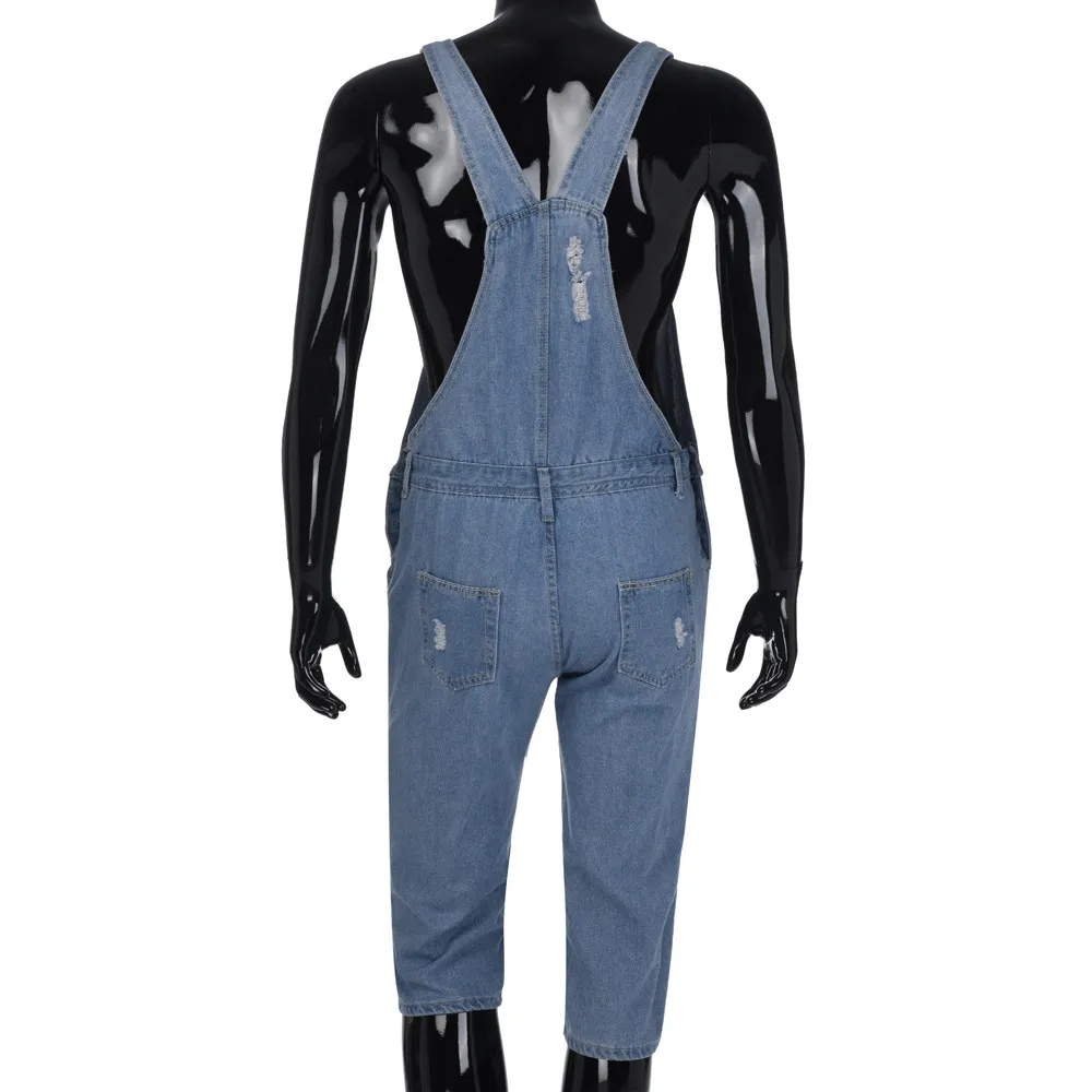 overalls jeans men knee length Men's Fashion Sleeveless Slim Fit Denim Jeans Dungarees Jumpsuit d90604