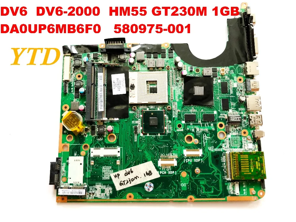 Оригинальная материнская плата для ноутбука HP DV6 2000 HM55 GT230M 1 ГБ DA0UP6MB6F0 580975 001