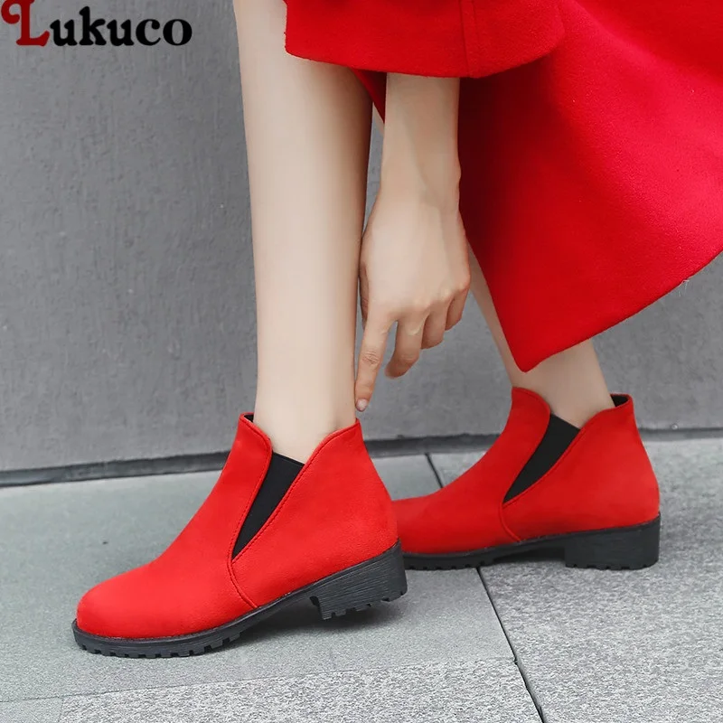 

2019 Work Safety Ankle Boots Short Plush Autumn Winter Female Botas Woman Large Size 40 41 42 43 44 45 46 Free Shipping Shoes