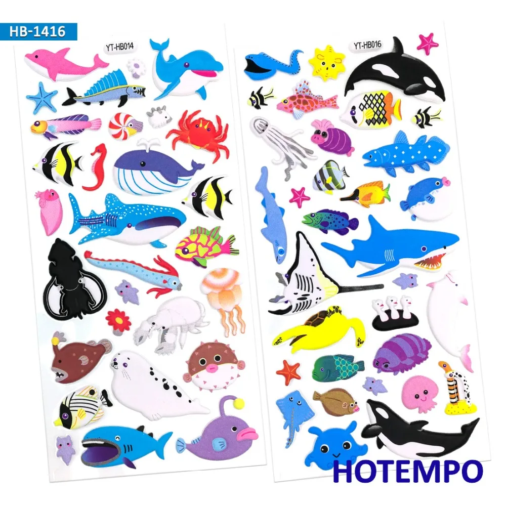 3D пены милый морской жизни животных цвет мультфильм Творческие дети наклейки для подарка DIY Скрапбукинг Канцелярские Pegatinas наклейки