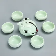Чайный сервиз с фиксированной печи, 7 шт., 6 шт., чайная чашка+ 1 шт., чайный набор potKung Fu для путешествий, высококачественный элегантный чайник gaiwan easy