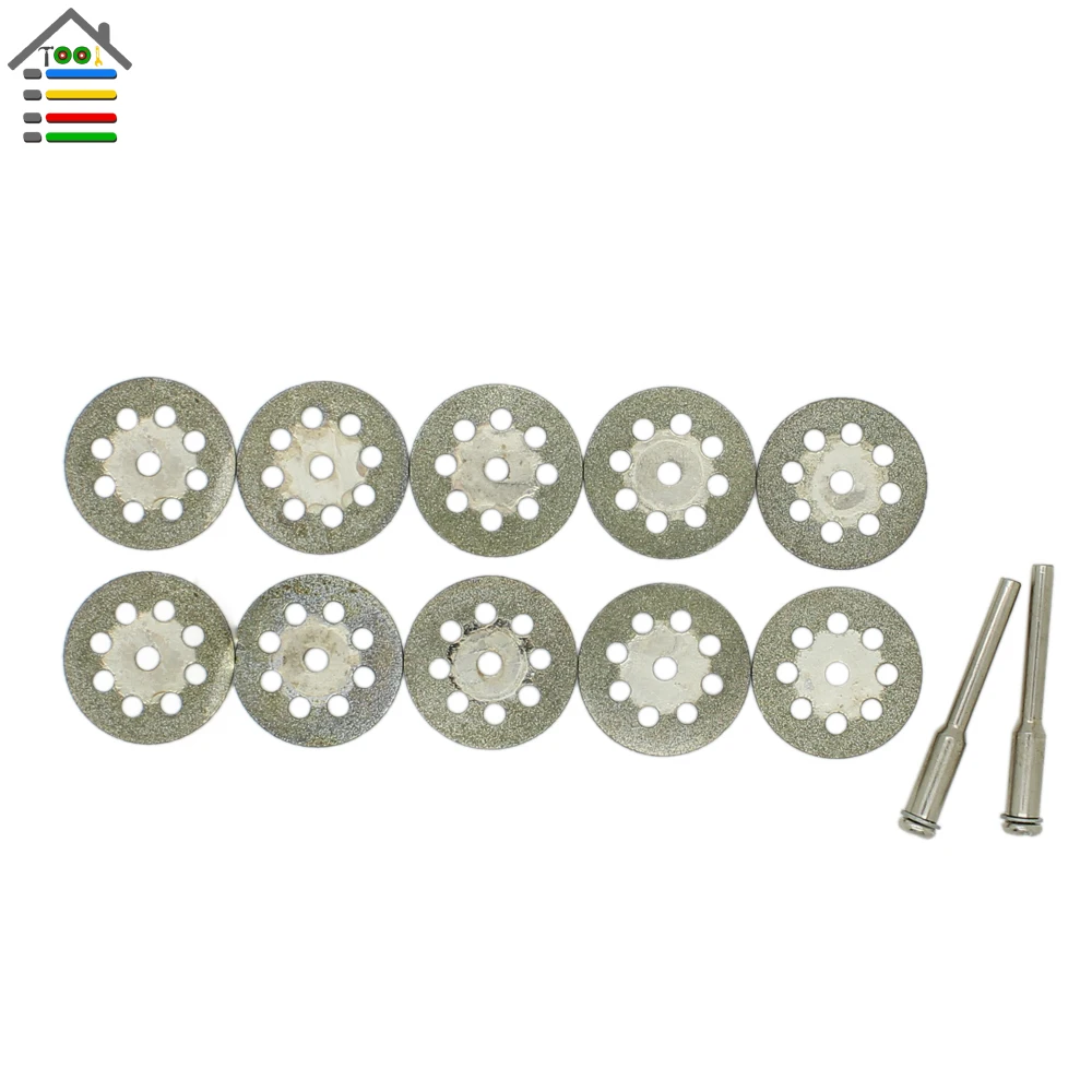 10PCS Mini 22mm Vented Rotary Diamond Cutting Disks+Mandrel Dremel Tools DIY