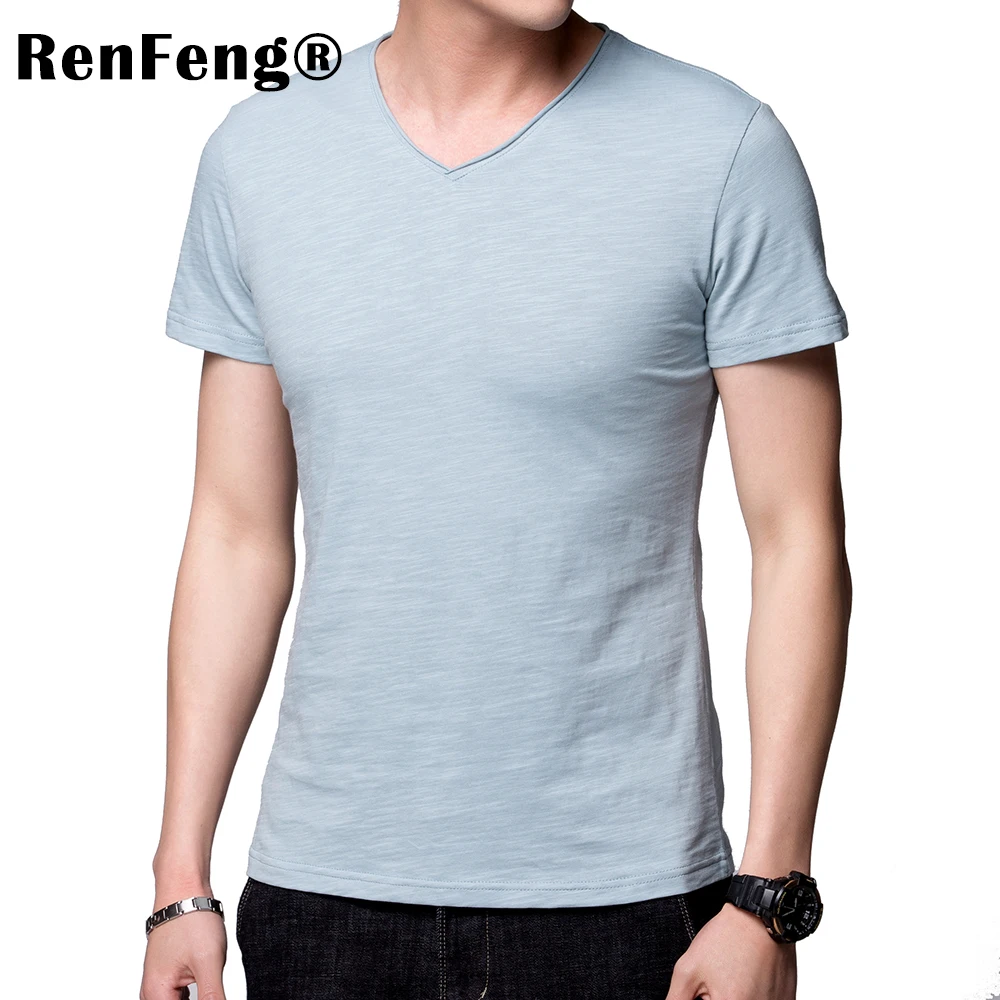 Under shirt men 2018 short sleeve t shirt men fashion brand design 95% Bamboo cotton T-shirt male quality Blank tshirts V-neck (3)