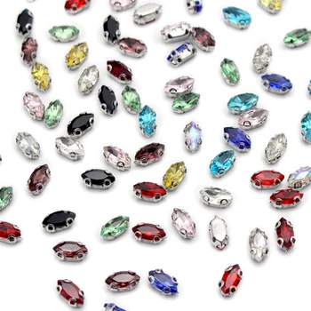 

Lucia crafts 24pcs/50pcs Oval Horse Eye Crystal glass Sew On Rhinestone Clothing Decoration G0805