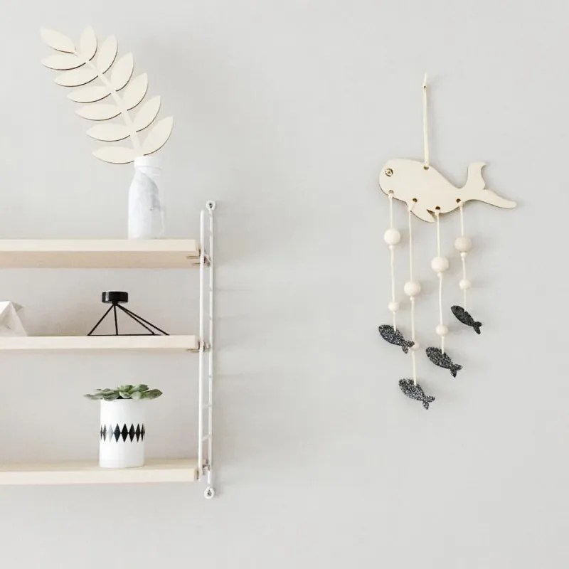 

2018 New Wooden Strap Clouds Planets 25 CM Nordic Style Kids Living Room Decoration Wind Chimes Hanging Decorations