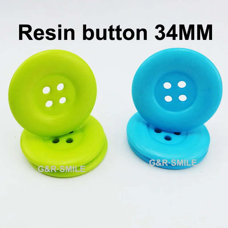 

15PCS 34MM 4-Holes GREEN / ICE BLUE RESIN buttons coat button brand boots sewing clothes accessorY R-038F