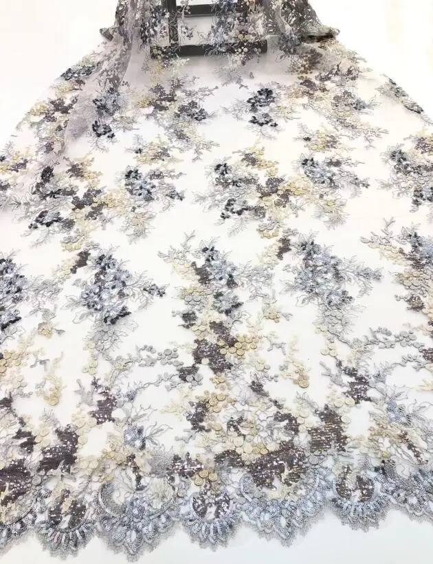 

Luxury flower embroidery fabric ZH1911207 nigerian tulle lace fabric French Net Lace Fabric