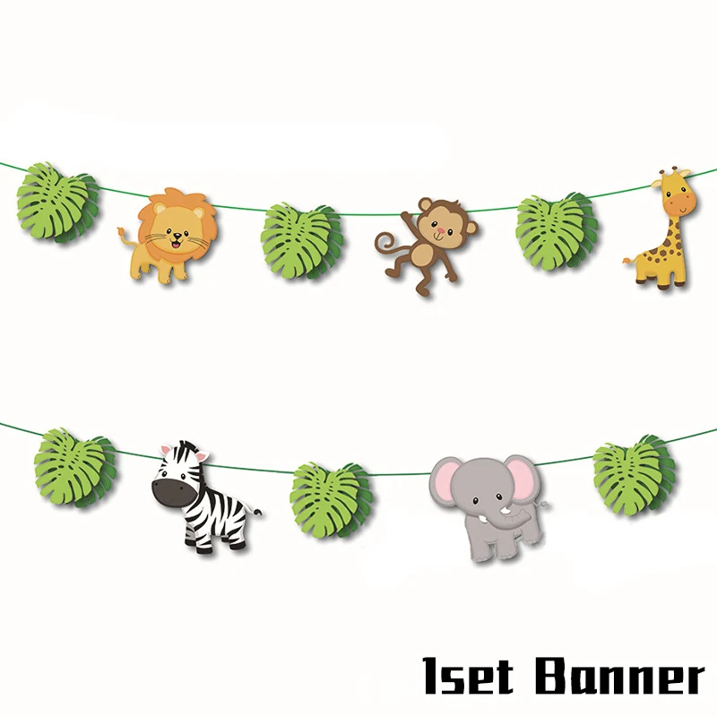 Jungle Party Animal Foil Balloons Zoo Animal Jungle Theme Birthday Party Decoration Kids Birthday Balloons Safari Party Decor - Цвет: 1set Banner