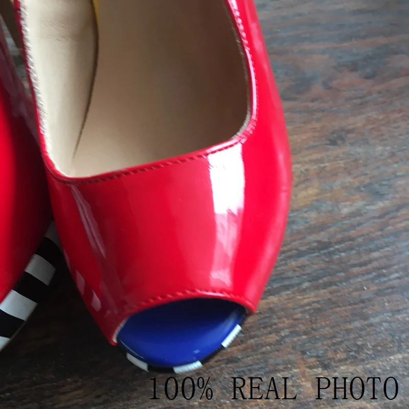 REAVE CAT/ г. Женские туфли-лодочки на очень высоком каблуке весенне-летняя обувь из лакированной кожи на платформе с открытым носком большой размер 45, 46