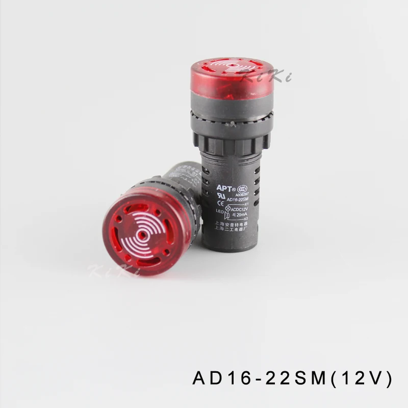 

10pcs/lot Red/Green Flash Buzzer 12v 22mm Beep Indicator Warm Instrument AD16-22SM LED Indicator Light