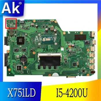 

AK X751LD For ASUS X751LN X751LK X751LD X751LA Laptop motherboard I5-4200U CPU 4GB RAM with GT820M Mainboard test good
