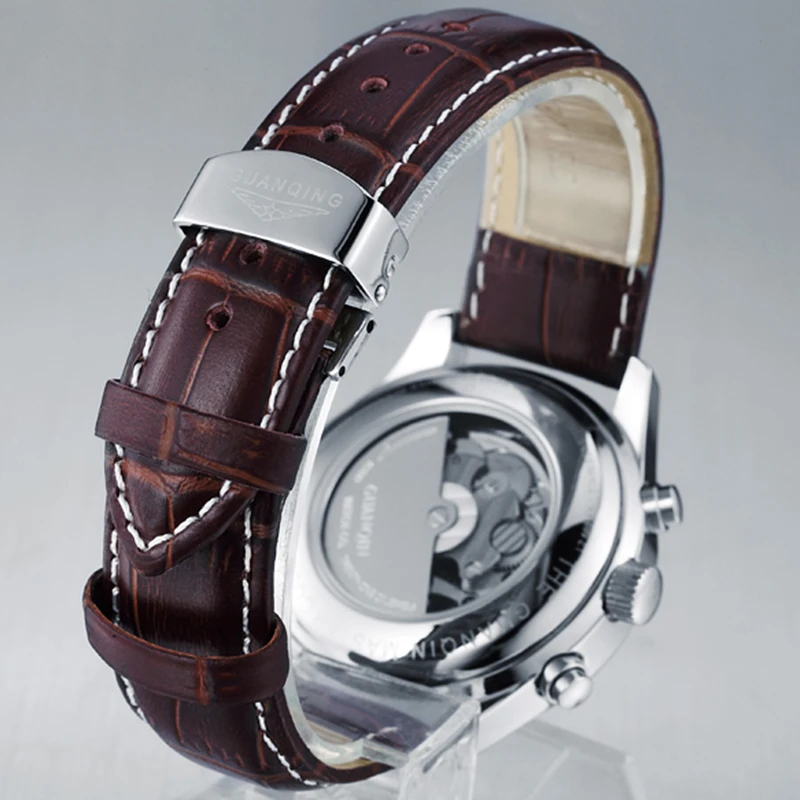 Guanqin Automatic Sapphire Mechanical Men Watches Top Brand Luxury Waterproof Date Calendar Leather-5