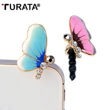 TURATA 3,5 мм Капельное масло бабочка дизайн мобильного телефона Ушная крышка Пылезащитная заглушка для iPhone samsung Xiaomi Huawei HTC Пылезащитная заглушка синий розовый