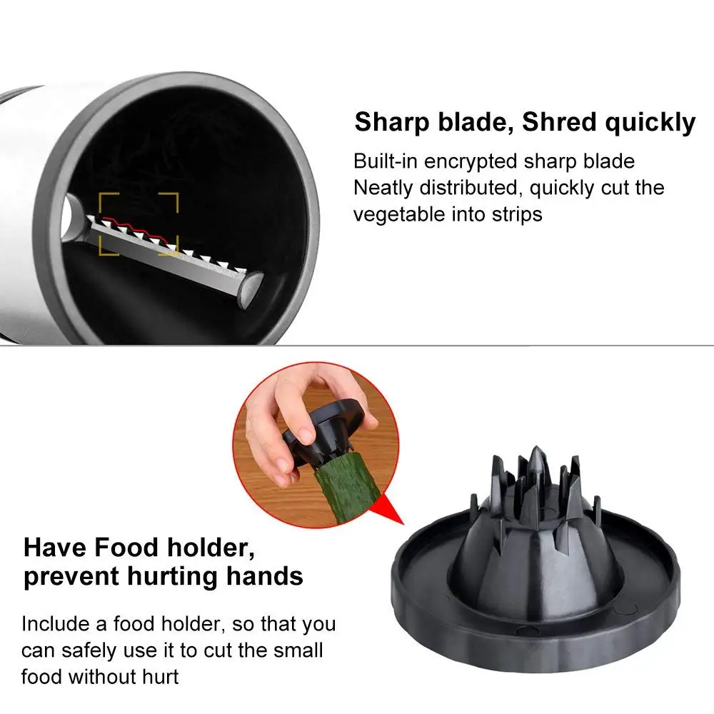 LMETJMA Manual Spiralizer Vegetable Slicer Stainless Steel Vegetable Slicer Cutter Veggie Spiral Cutter Zoodle Maker KC0110