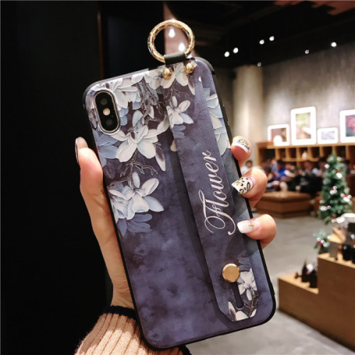 flowers Wirst Strap Soft TPU Case For iphone 7 8 6S plus Case For iphone 12 Mini 11 13 Pro X XS MAX XR  phone Holder Case
