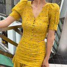 Повседневная плиссированная юбка с цветочным принтом женская короткая юбка Женская высокая талия праздник Пляж Лето