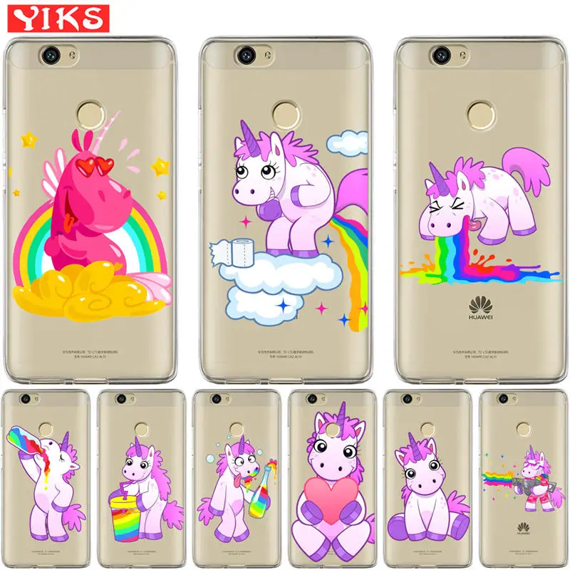 

Cute Rainbow unicorn Case For Huawei Nova 2 Plus 3E Y3 Y5 Y6 II Pro Y7 2017 Y3 Y5 Y6 II Cover Case Coque Etui Fundas Capinha