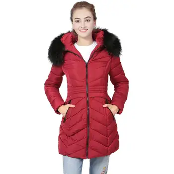 

Winter Jacket Women Long Sleeved Warm Faux Fur Women's Overcoat Slim Long Coat Down Hood Winter Coat Women Parkas Plus Size