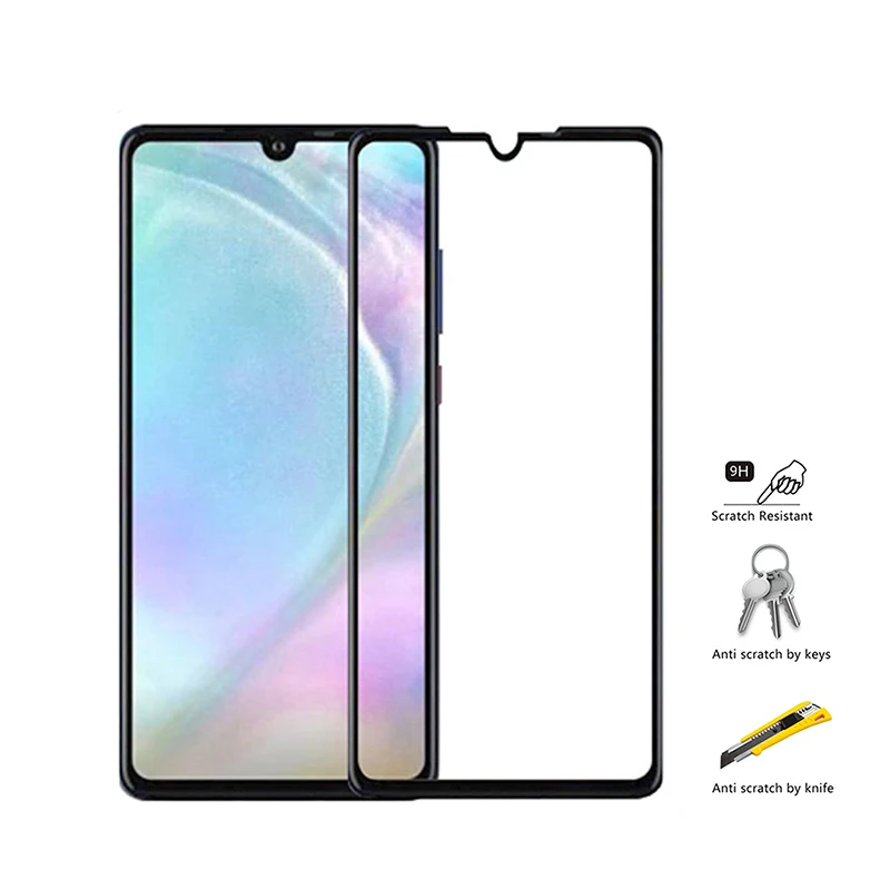 Закаленное стекло 9H для Huawei P30 lite светящийся чехол 2.5D с полным покрытием Защитное