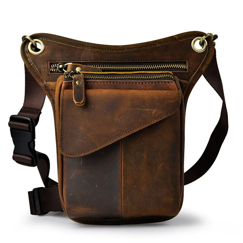 Men's Genuine Leather Messenger Shoulder Bag Travel Motorcycle Riding