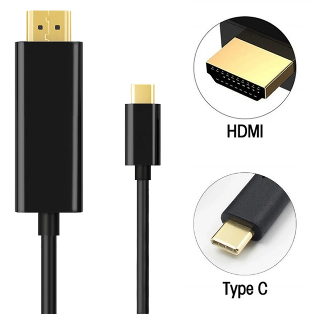 

1.8M USB 3.1 Type-C to HDMI 1080P Adapter Cable Cord for 4K HD TV Macbook Laptop Cell Phone Video Mobile Phone Adapters
