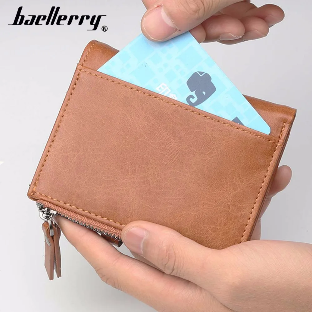  Name Engraving Men Wallets Leather Double Zipper Card Holder Short Male Purse Coin Pocket Vintage B