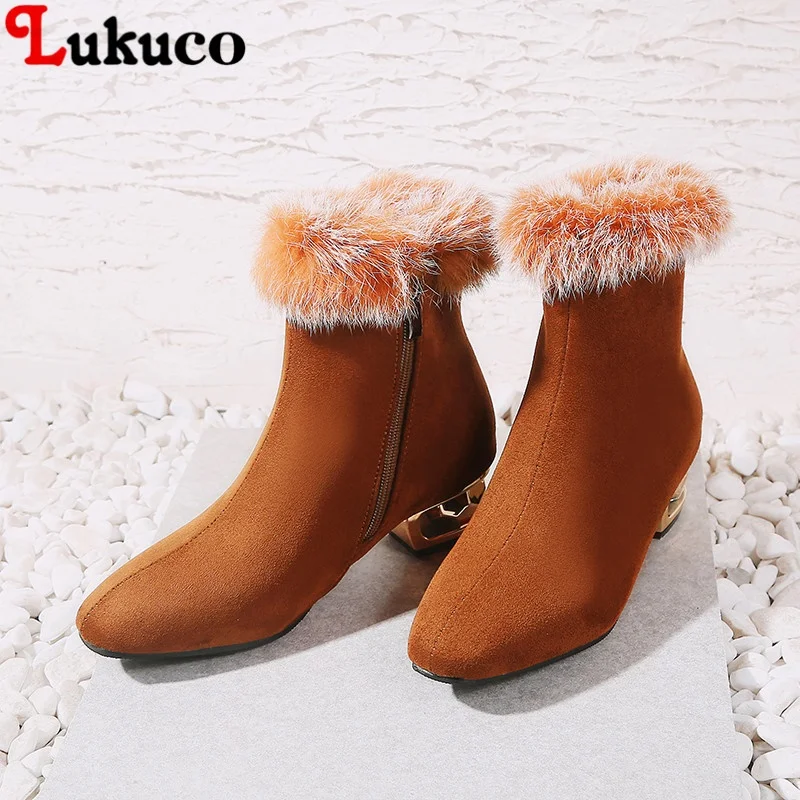 

Lukuco Hot Sale New Arrival Winter Warm Botas Fur Boots Plus Big Size 43 44 45 46 47 48 High Quality Free Shipping Shoes Women
