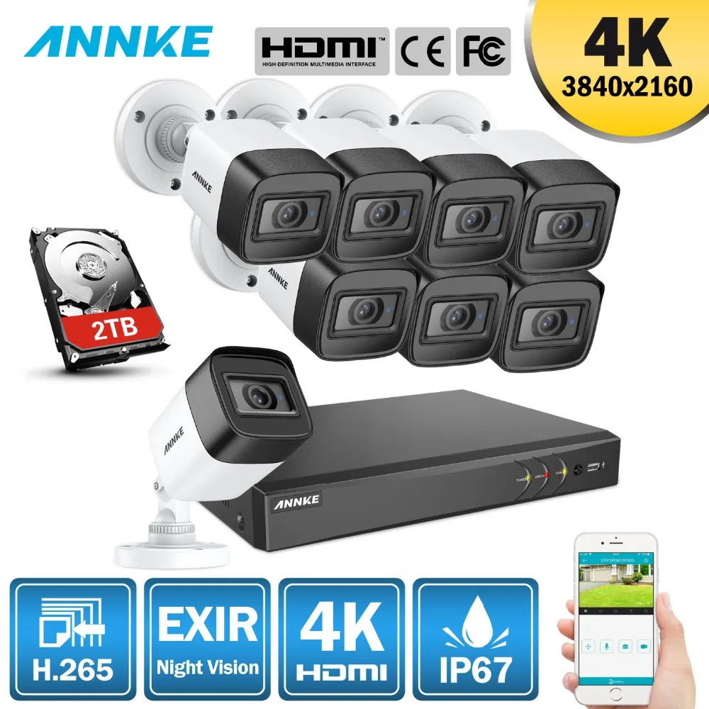 ANNKE 4K Ultra HD 8CH DVR Kit H.265+ CCTV Camera Security System 8MP CCTV System IR Outdoor